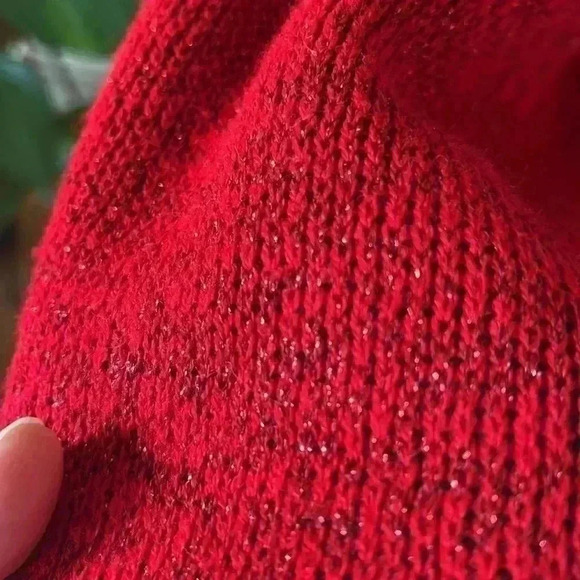 Vintage 80s Centennial Knits Sparkle Red and Black Sweater - Small - Picture 4 of 6